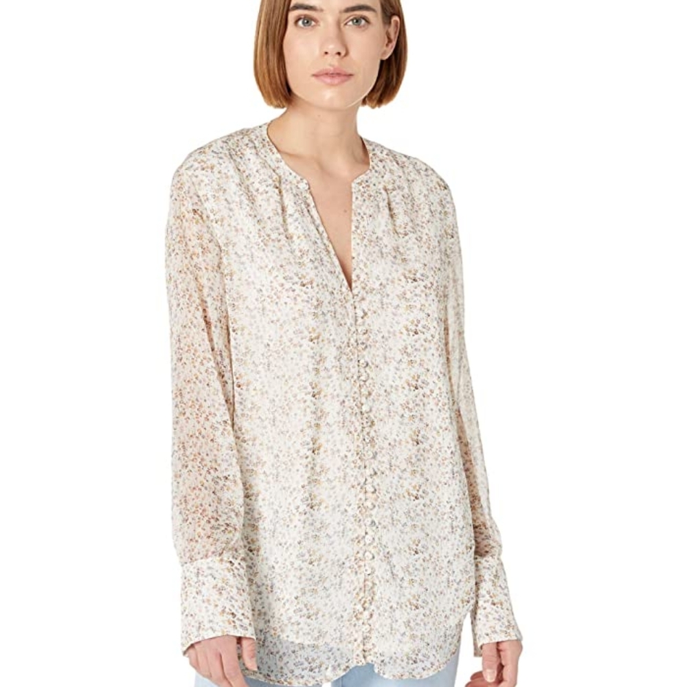Bishop + young Ana Blouse with sheer sleeves ditsy floral Size Small‎ Cottage